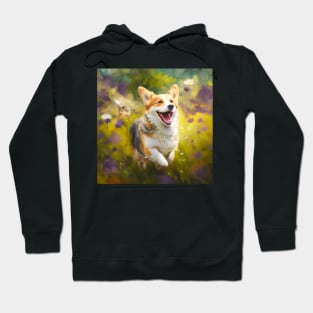 Wildflowers and Beagle Impressionist Art Print Hoodie